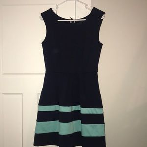 navy with teal strips with pockets dress